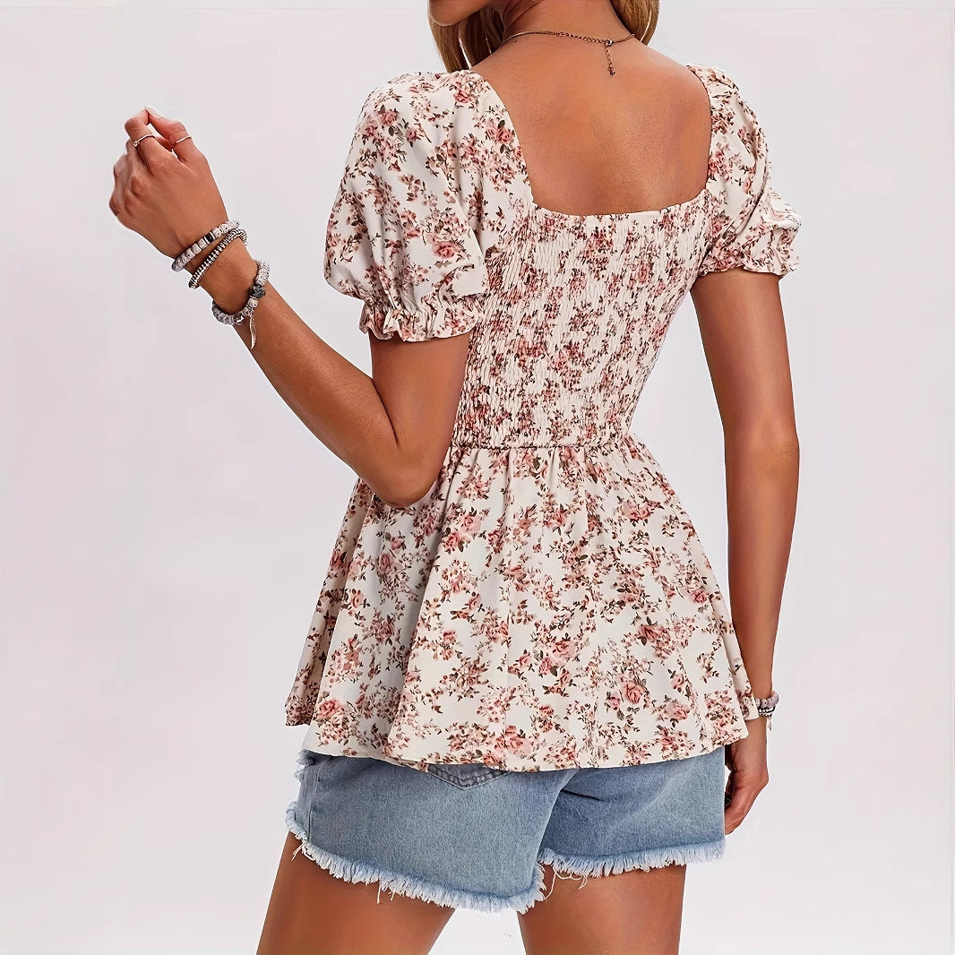 Mayra® | Women'S Blouse Shirt With Gathered Top And Puff Sleeves