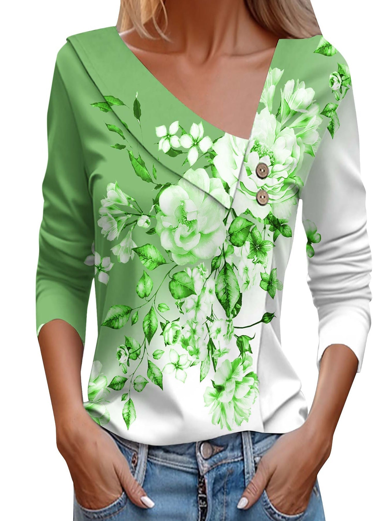 Matilde® | Women'S Blouse Shirt With Floral Appliqu�� And Modern Button Details