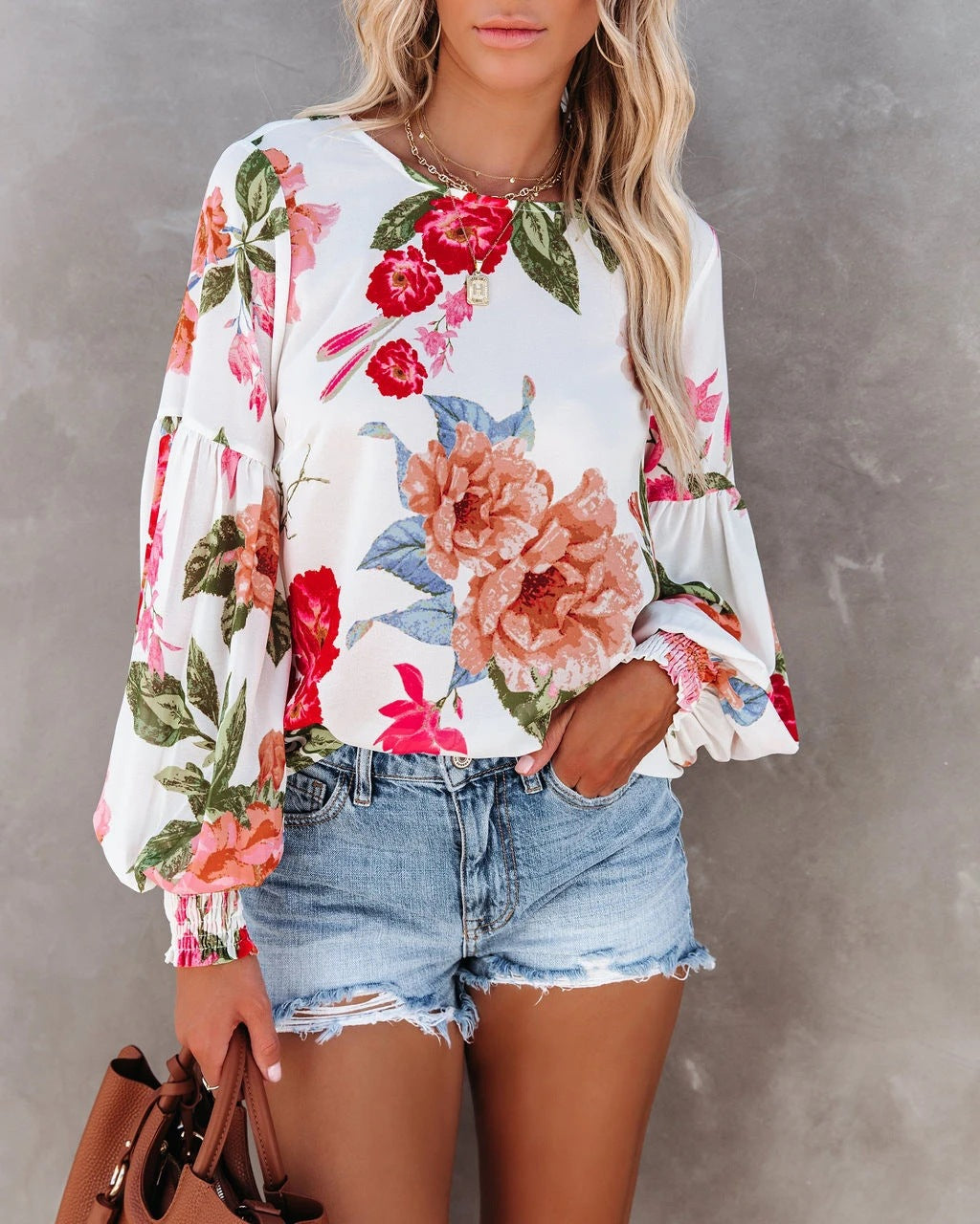 Maite® | Women'S Blouse With Voluminous Sleeves And Floral Design