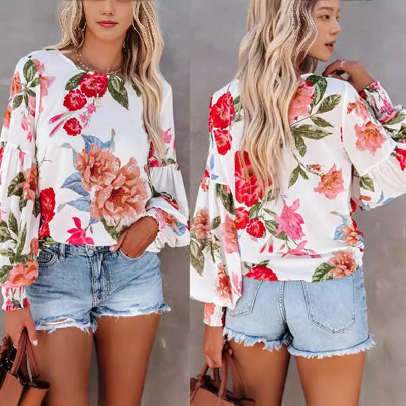 Malena® | Women'S Blouse With Voluminous Sleeves And Floral Pattern