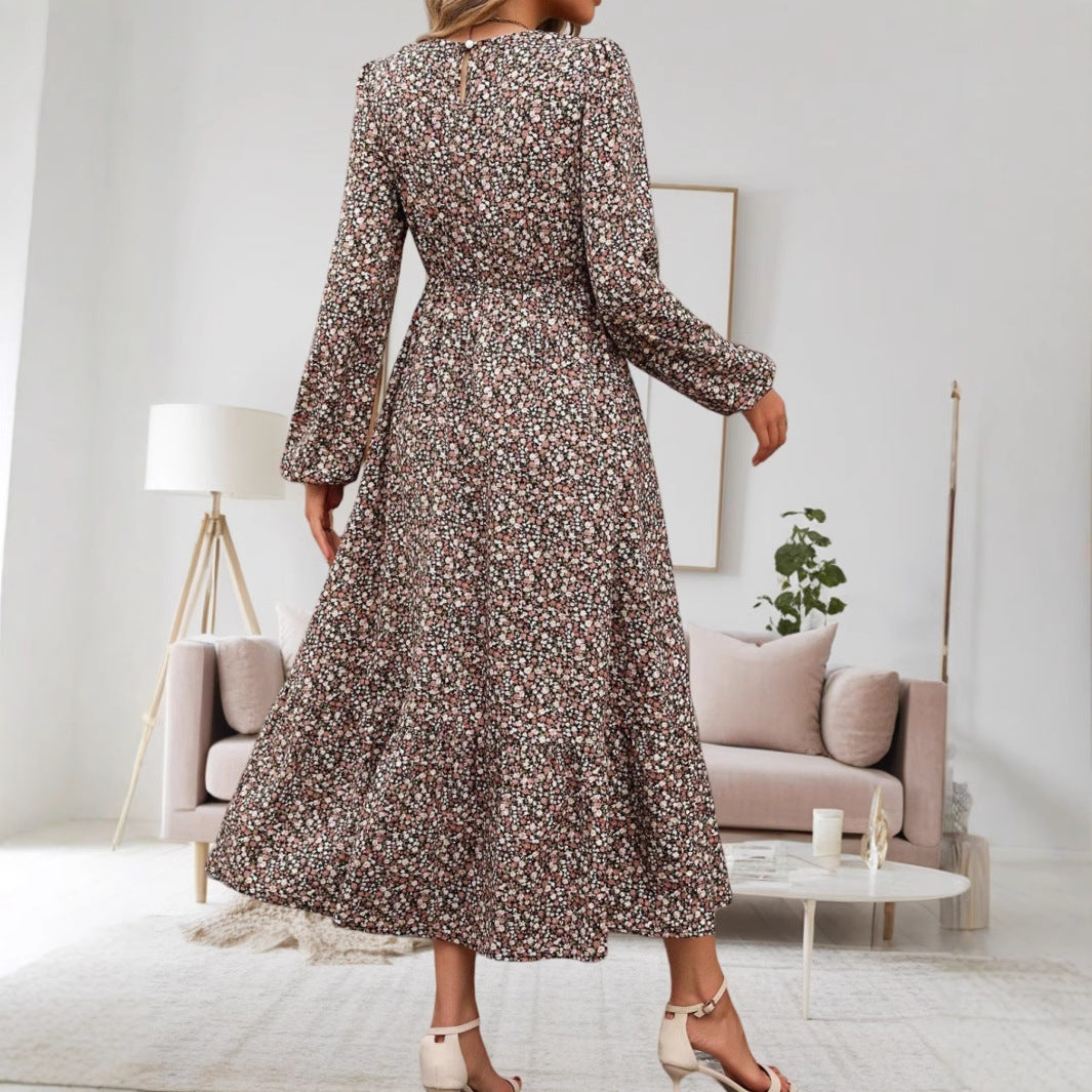 Luisa® | Women'S Floral Print Midi Dress With Long Sleeves