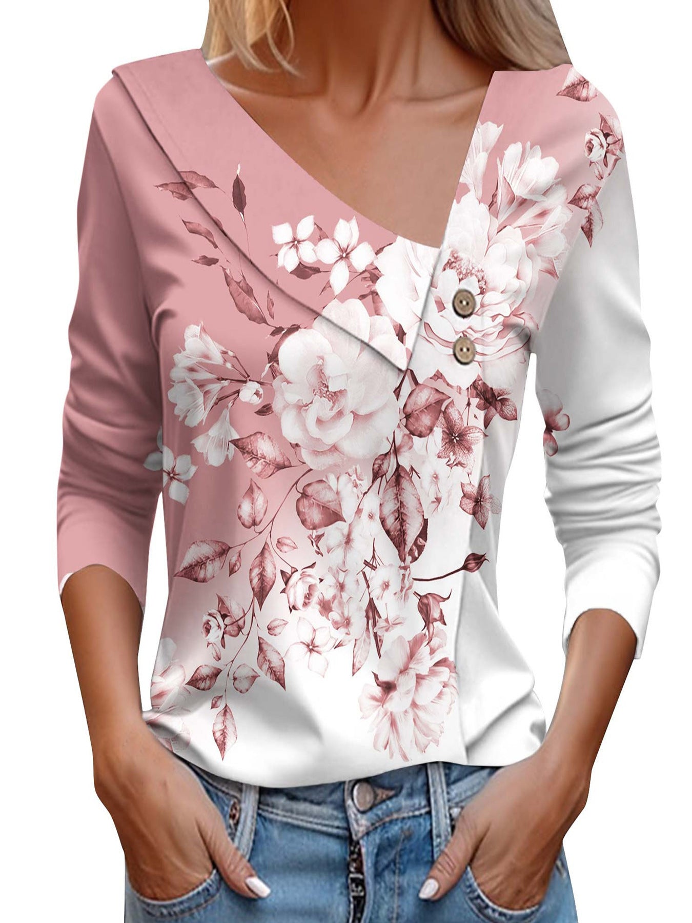 Matilde® | Women'S Blouse Shirt With Floral Appliqu�� And Modern Button Details