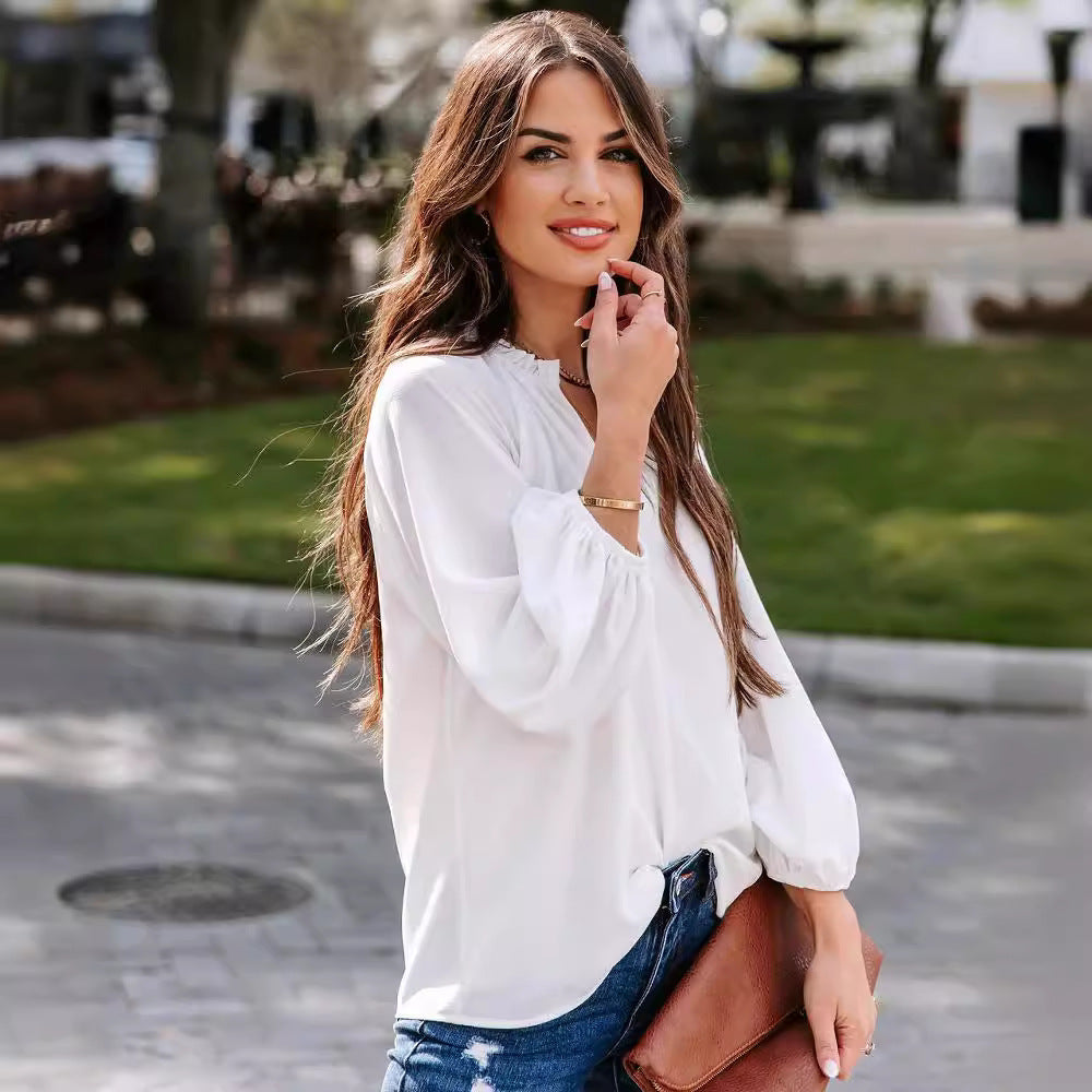 Milagros® | Women'S Blouse Shirt With V-Neck And Wide Sleeves