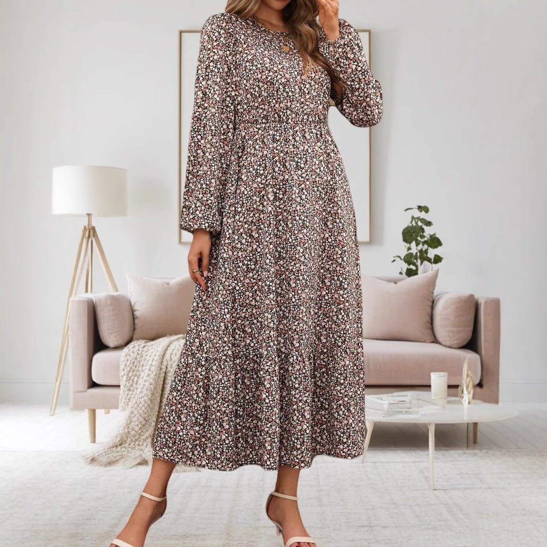 Luisa® | Women'S Floral Print Midi Dress With Long Sleeves
