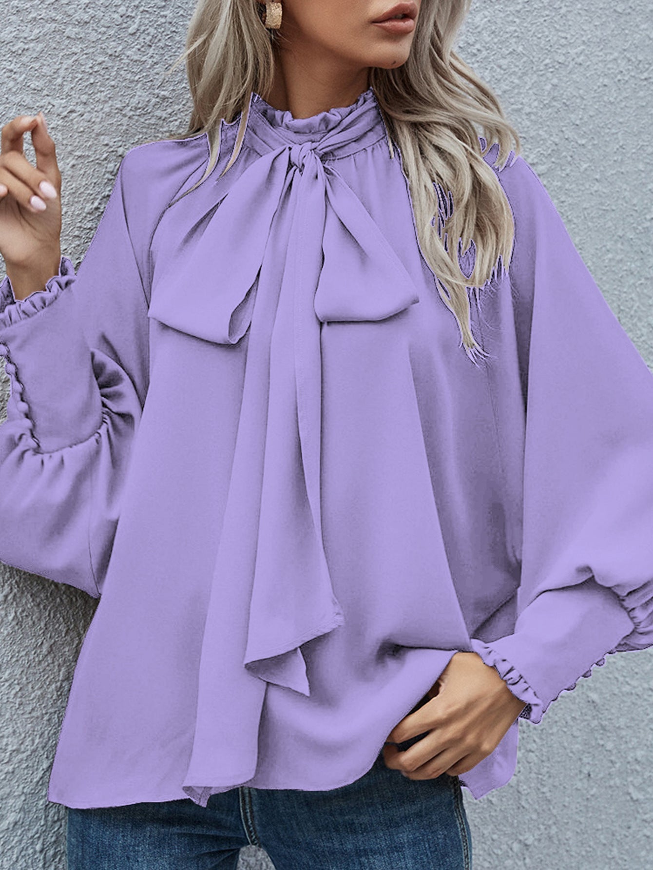 Lourdes® | Women'S Blouse With Playful Bow Collar And Longer Sleeves