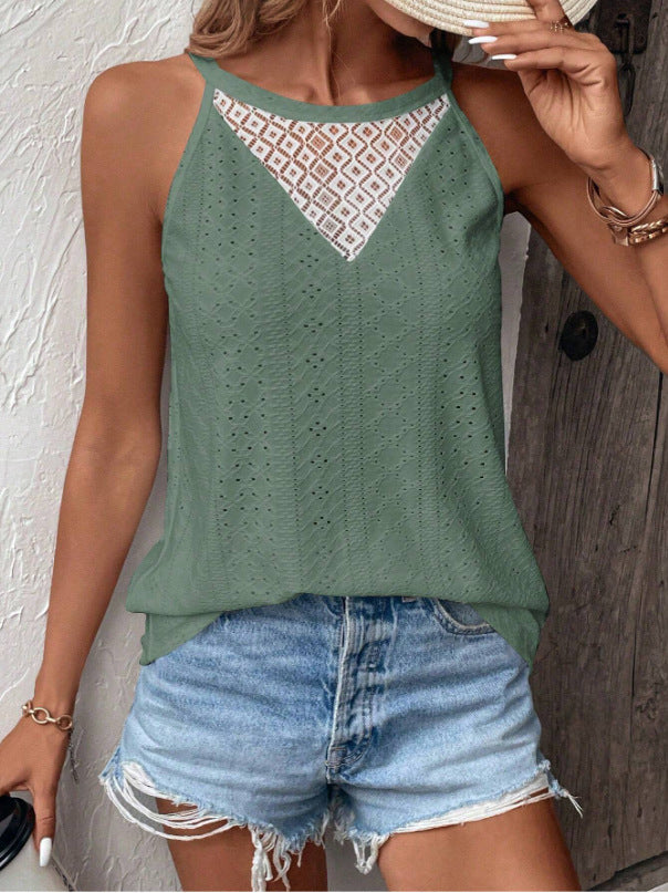 Sabrina® | Women'S Sleeveless Top With Fine Openwork Pattern And Elegant Lace Inserts