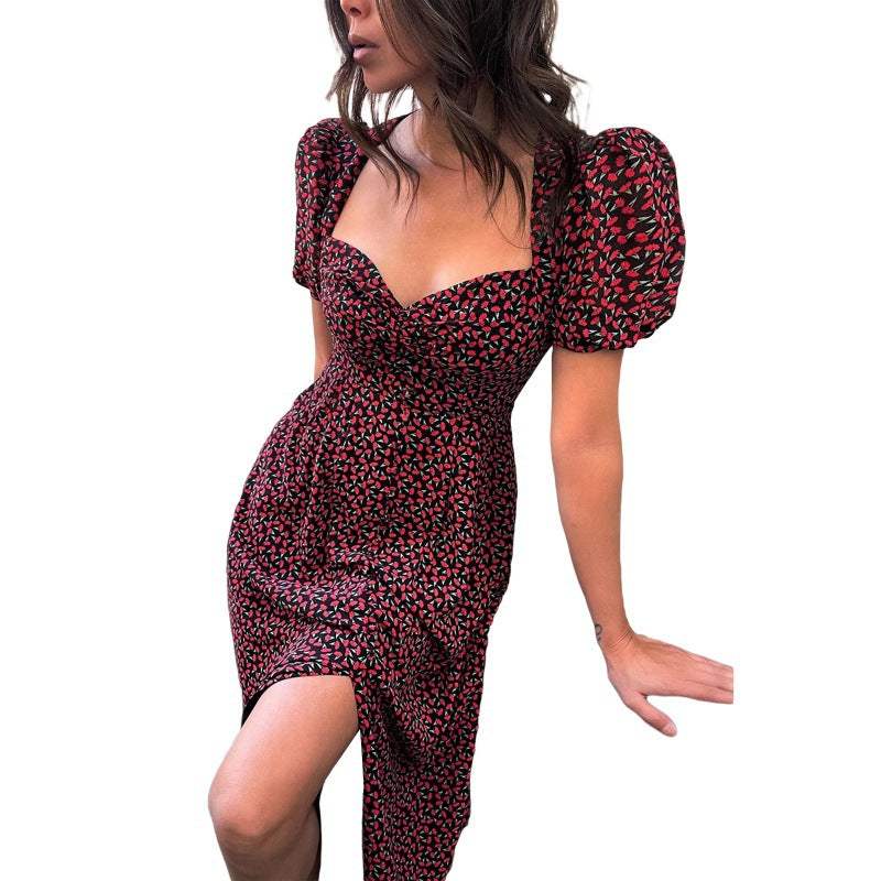 Katia® | Women'S Floral Shirt Puff Sleeve Midi Dress