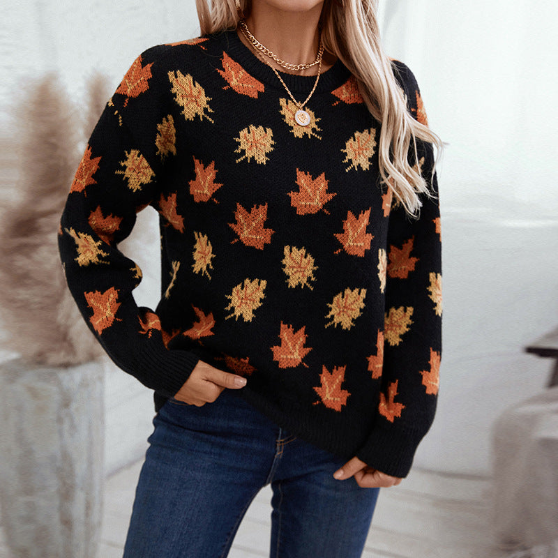 Guillermina | Women's sweater with autumn leaves