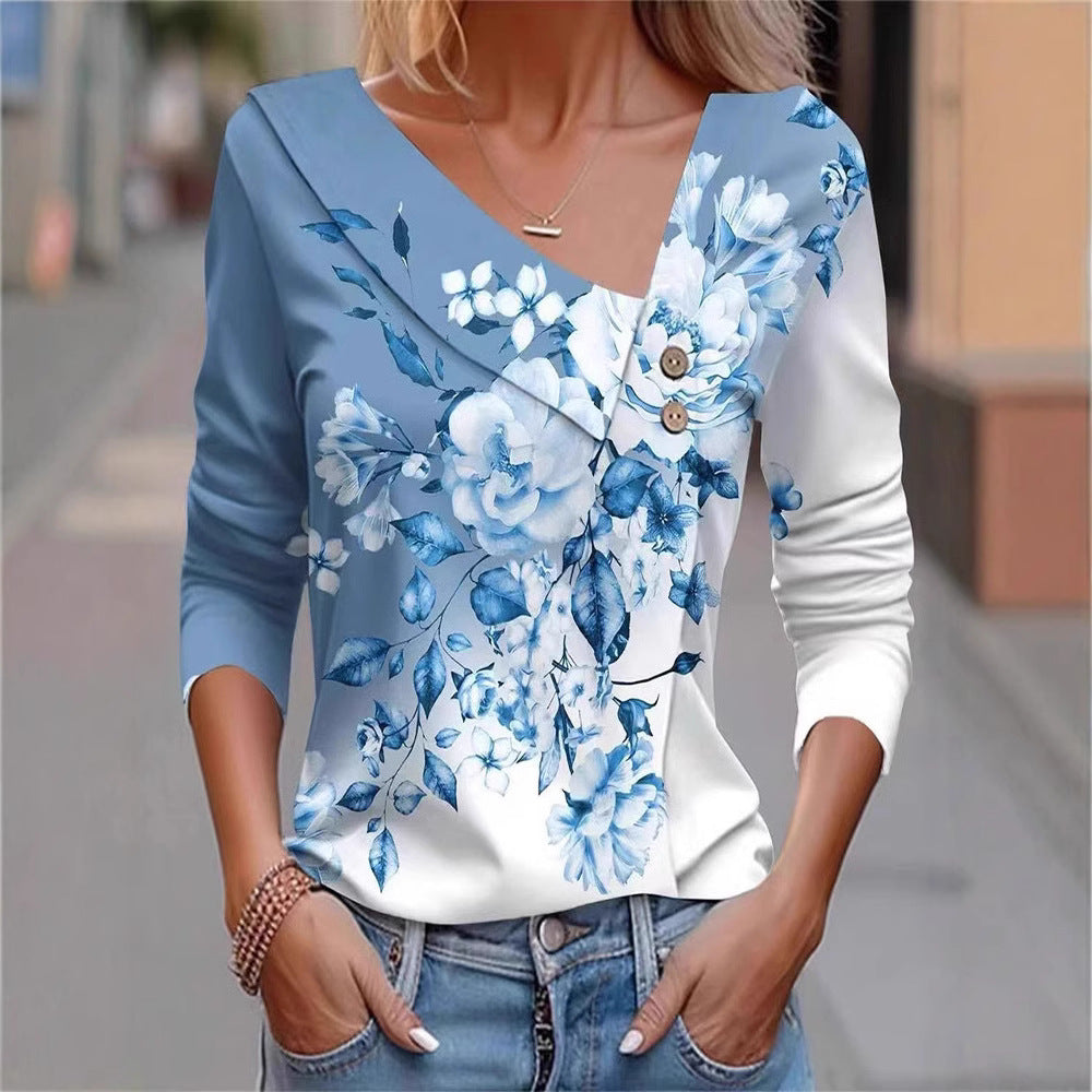Matilde® | Women'S Blouse Shirt With Floral Appliqu�� And Modern Button Details