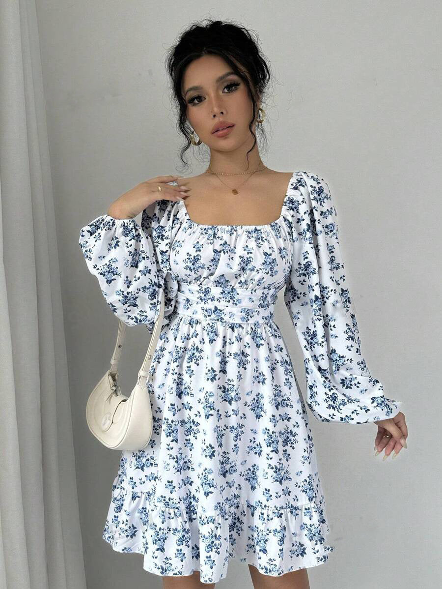 Karen® | Women'S Floral Dress With Balloon Sleeves And Gathered Waistband
