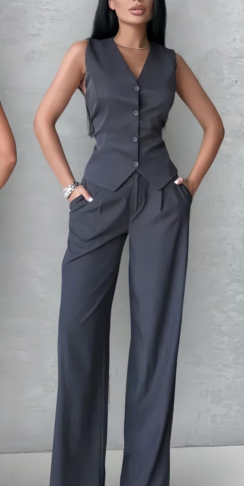 Rita® | Women'S Suit Set With Sleeveless Vest And Comfortable Trousers