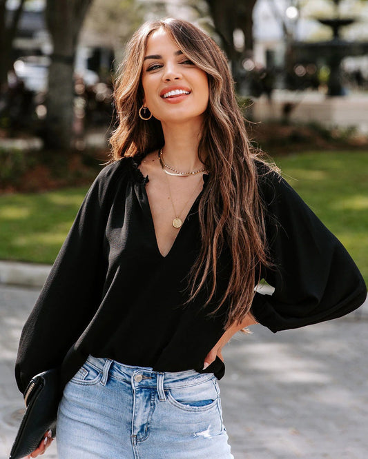 Milagros® | Women'S Blouse Shirt With V-Neck And Wide Sleeves
