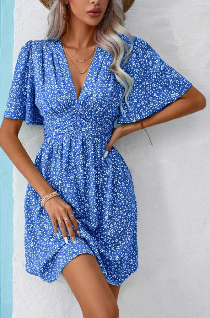Vania® | Women'S Floral Dress With Chic V-Neck And Voluminous Sleeves