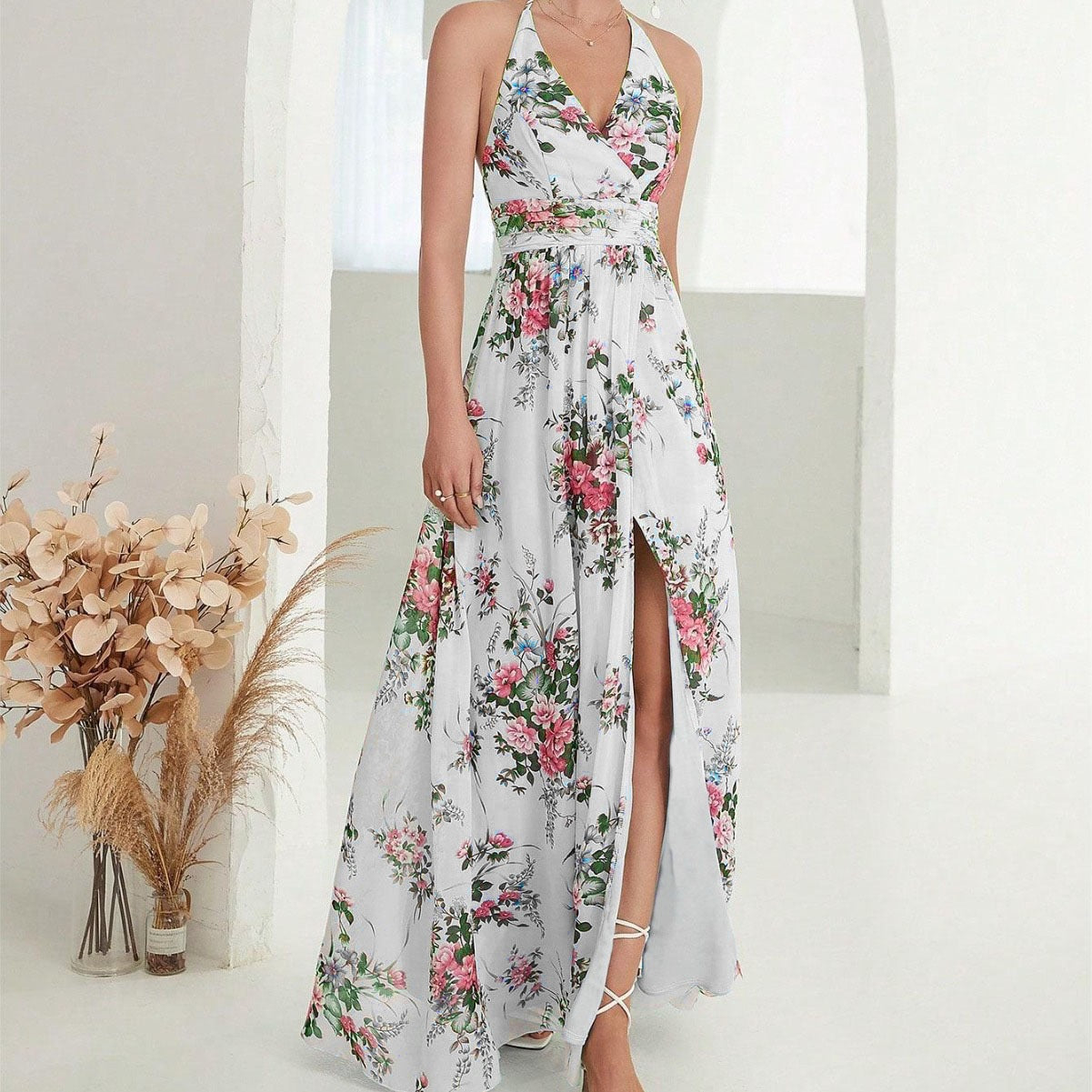 Xara® | Women'S Floral Design High Slit Maxi Dress