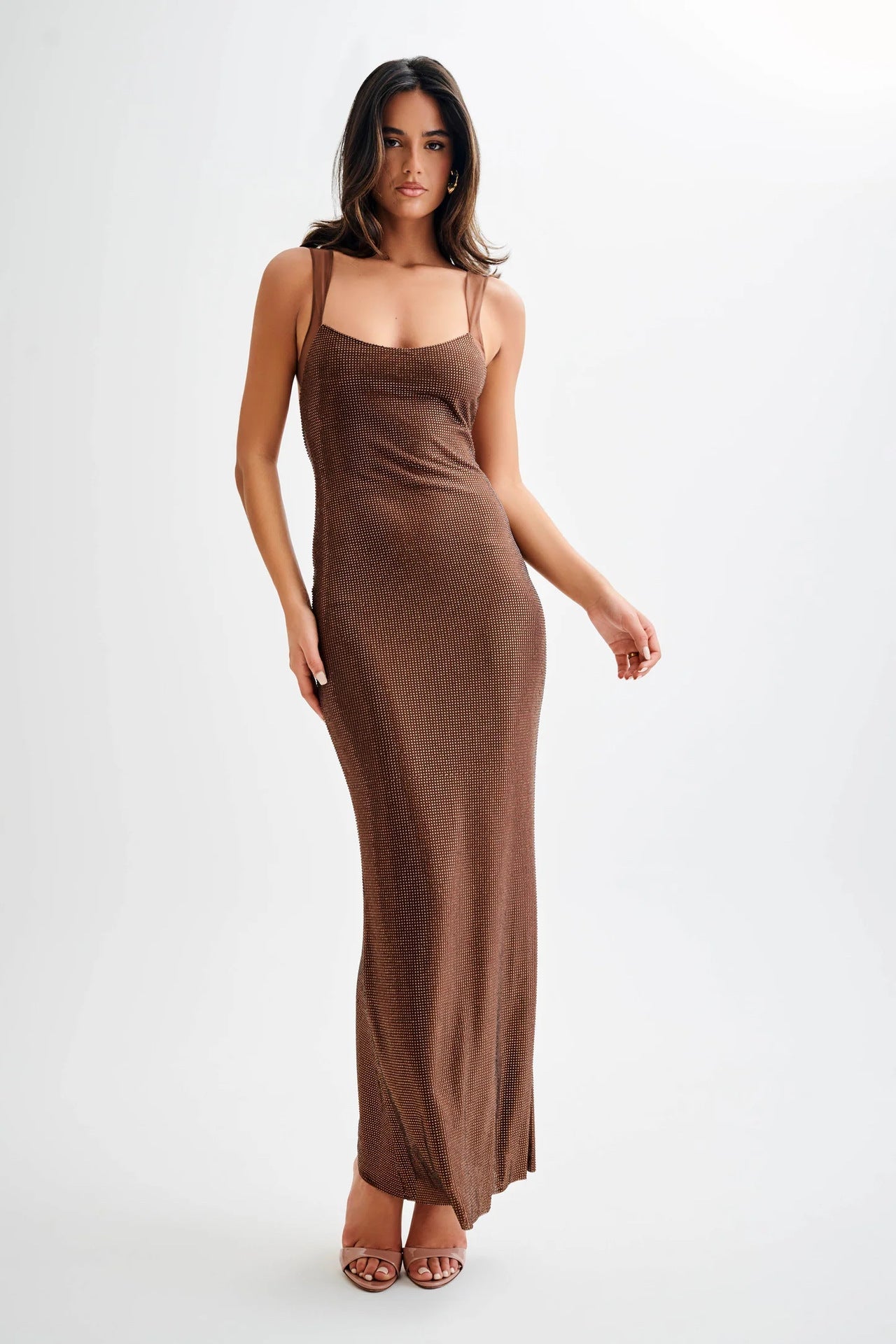 Hot Diamond Hip Skirt Open Back Dress