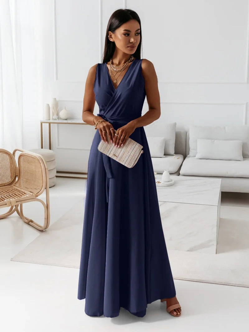 Edvige® | Women'S Solid Color V-Neck Long Dress