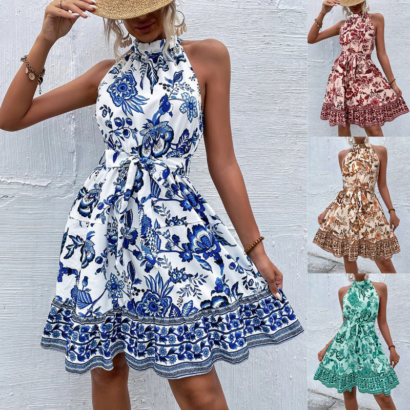Paula® | Women'S Floral Halter-Back Mini Dress