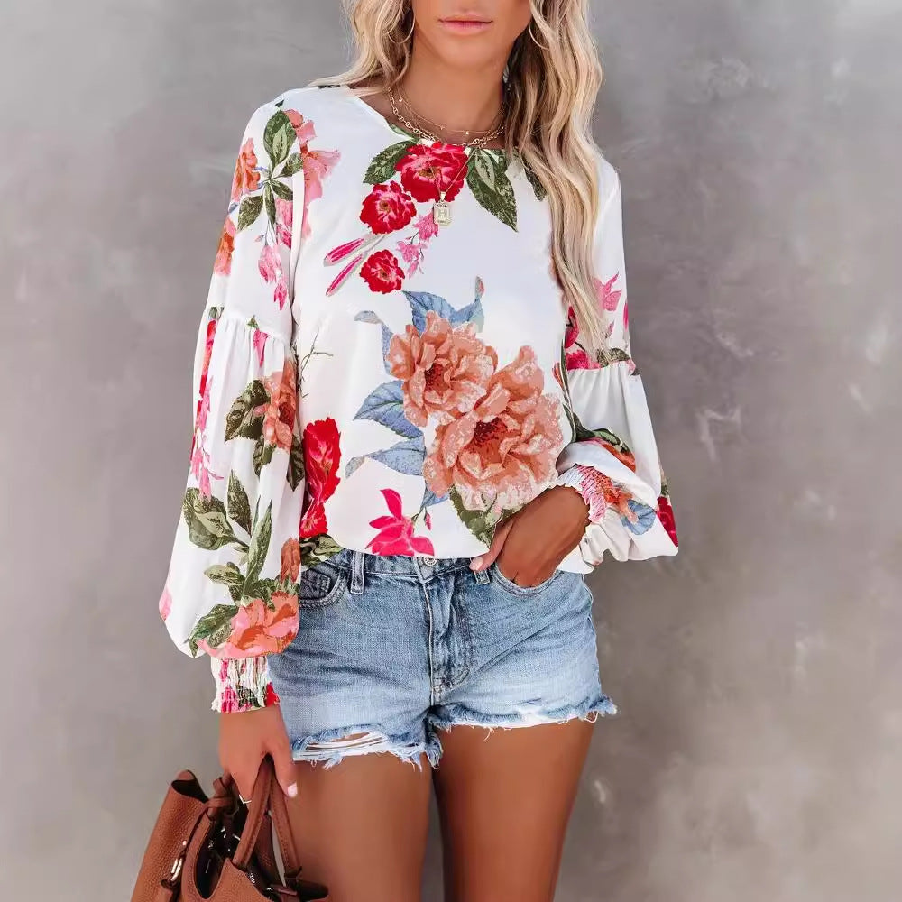 Malena® | Women'S Blouse With Voluminous Sleeves And Floral Pattern