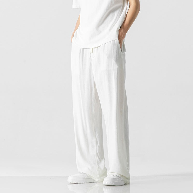 Jeffrey | Men’s Casual Trousers – Loose Fit – Full Length – Comfortable Drawstring Waist
