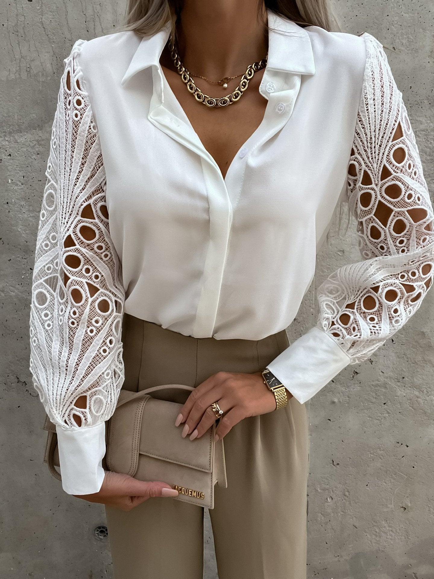 Griselda® | Women'S Blouse With Artistic Crochet Sleeves