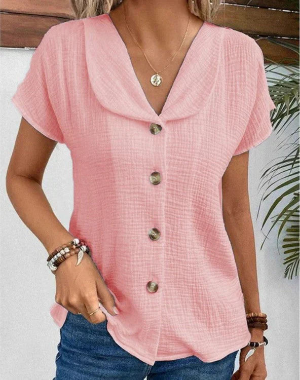 Brustin® | Casual Cotton And Linen Women'S Blouse With An Open Collar