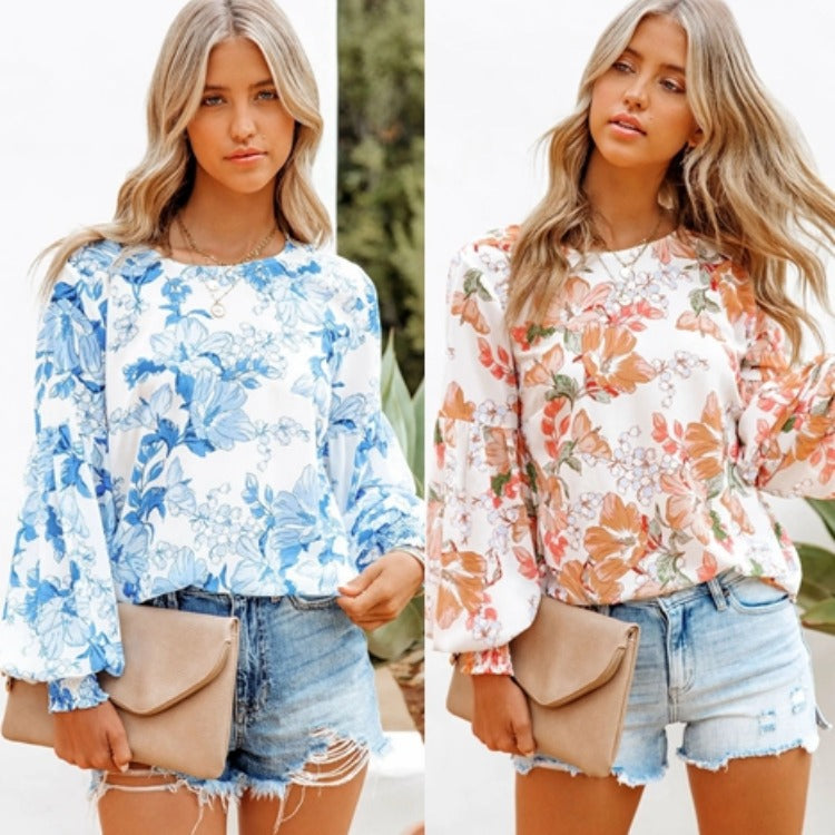Maite® | Women'S Blouse With Voluminous Sleeves And Floral Design