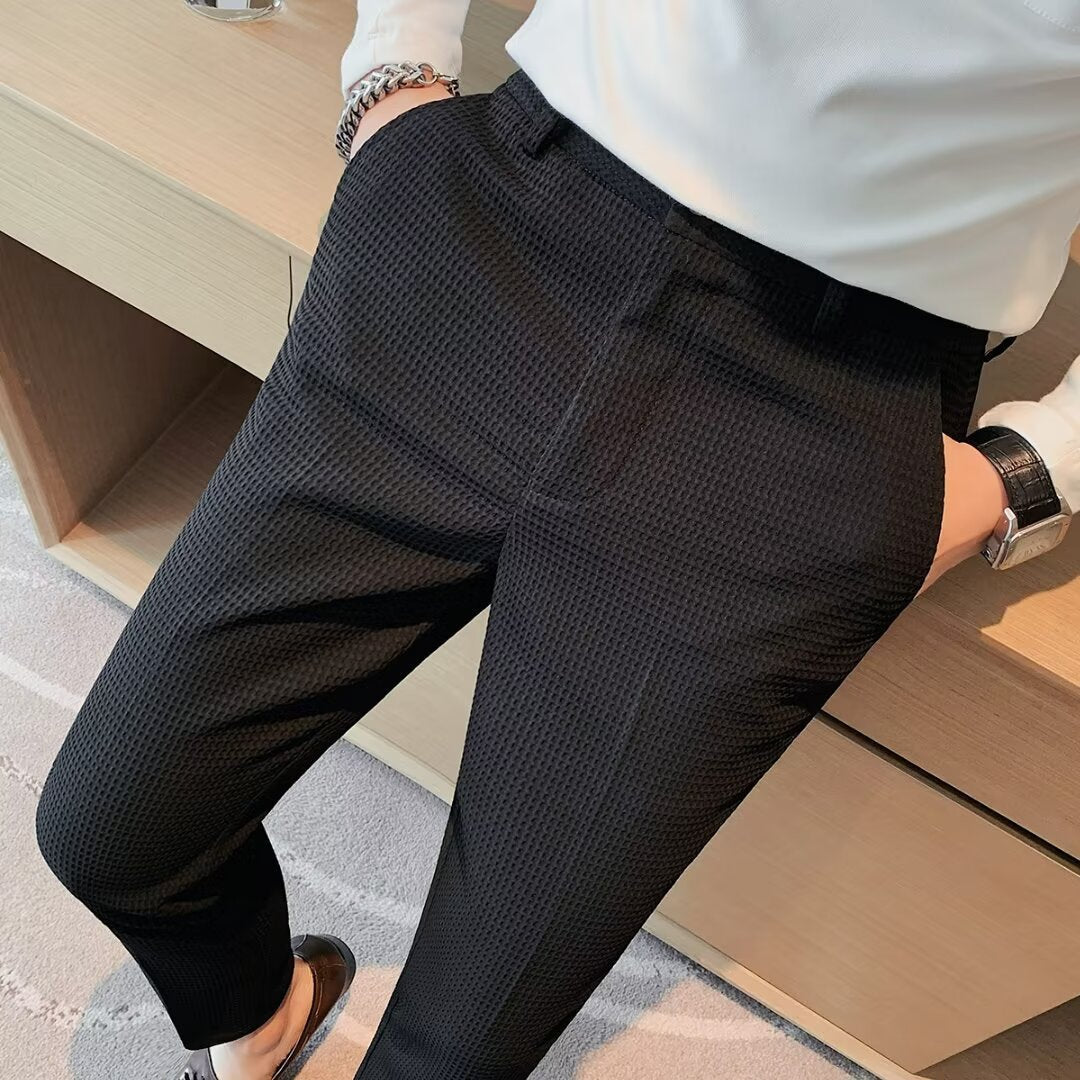 Ralph | Men's Cropped Trousers – Slim Fit – Textured Fabric – Modern Smart Casual