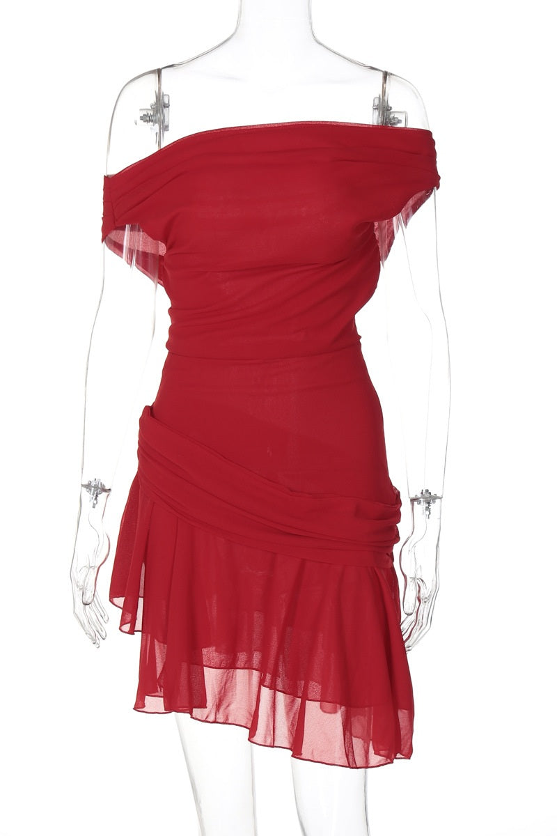 Matilde® | One-Shoulder Chiffon Mini Dress