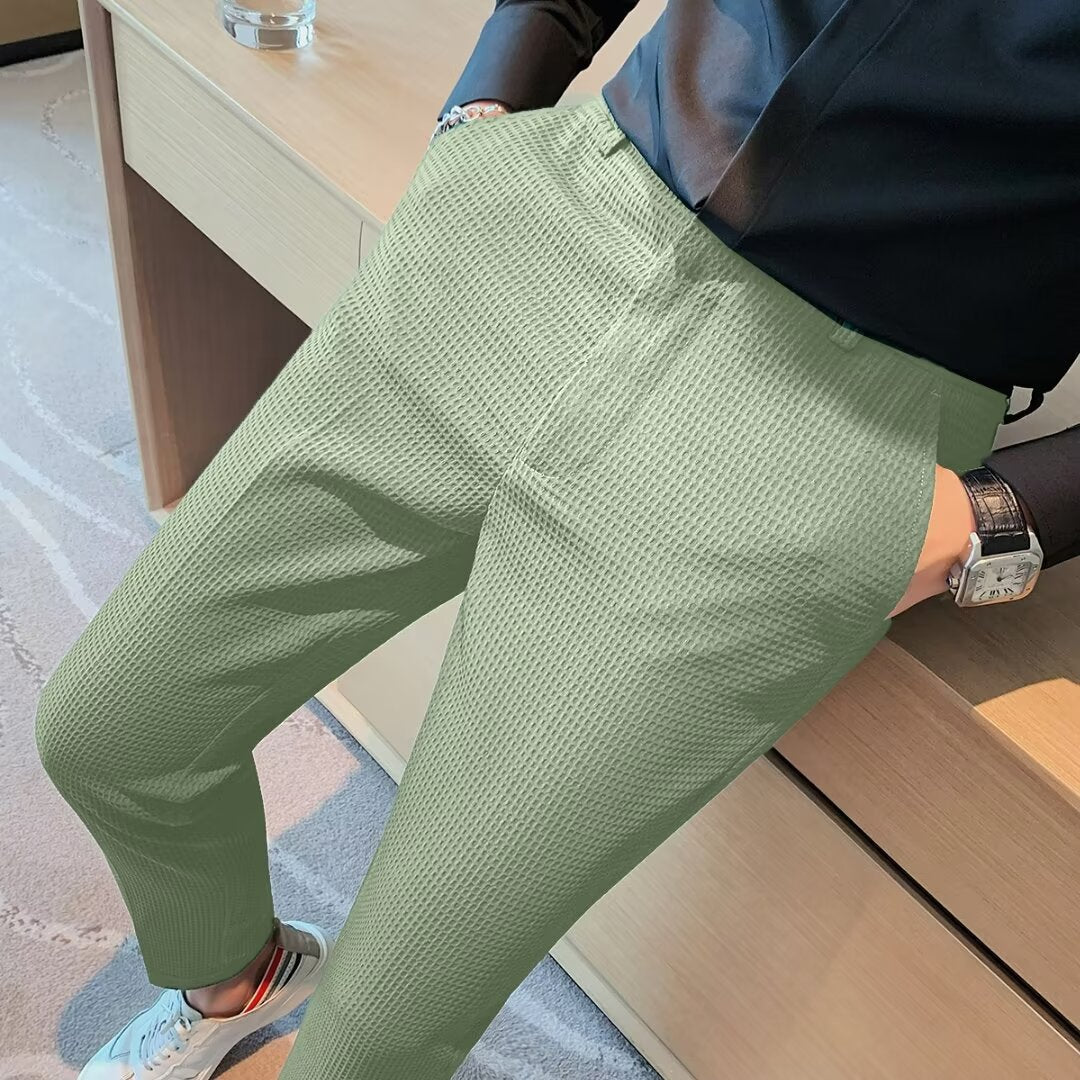 Ralph | Men's Cropped Trousers – Slim Fit – Textured Fabric – Modern Smart Casual