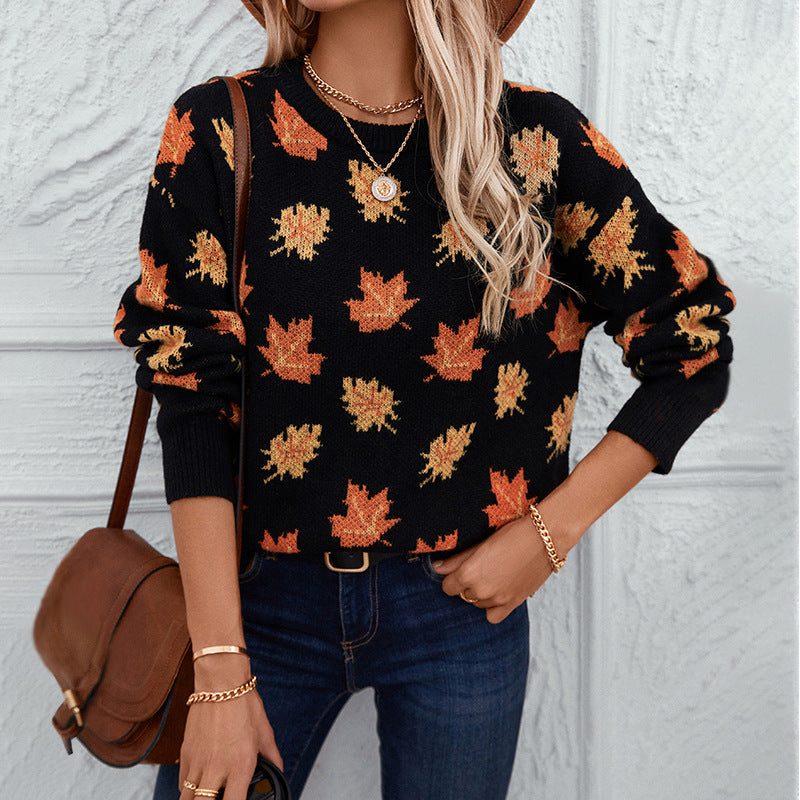 Guillermina | Women's sweater with autumn leaves