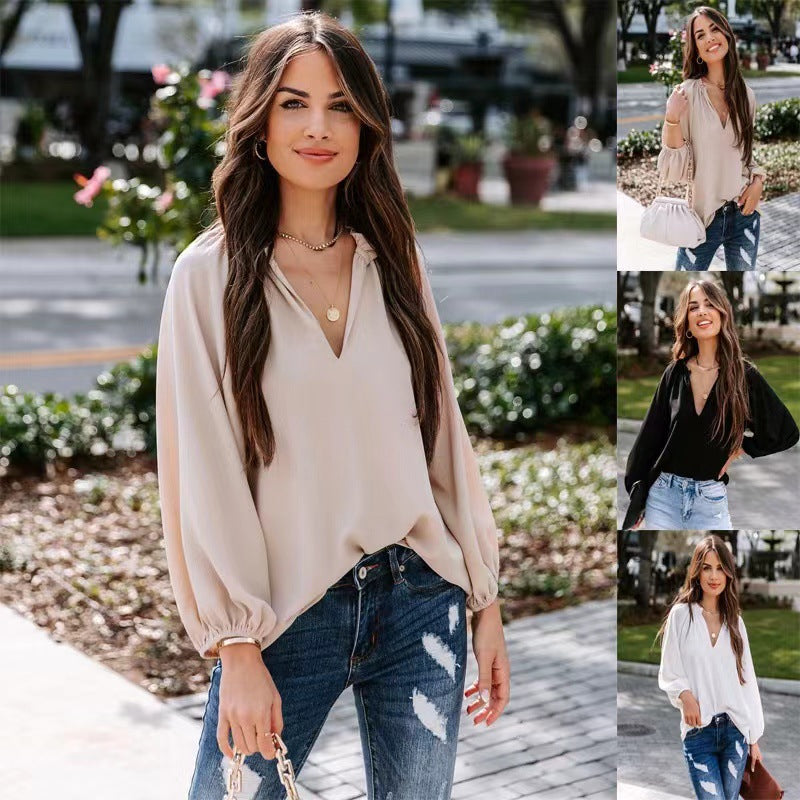 Azucena® | Women'S Blouse With Balloon Sleeves And V-Neck