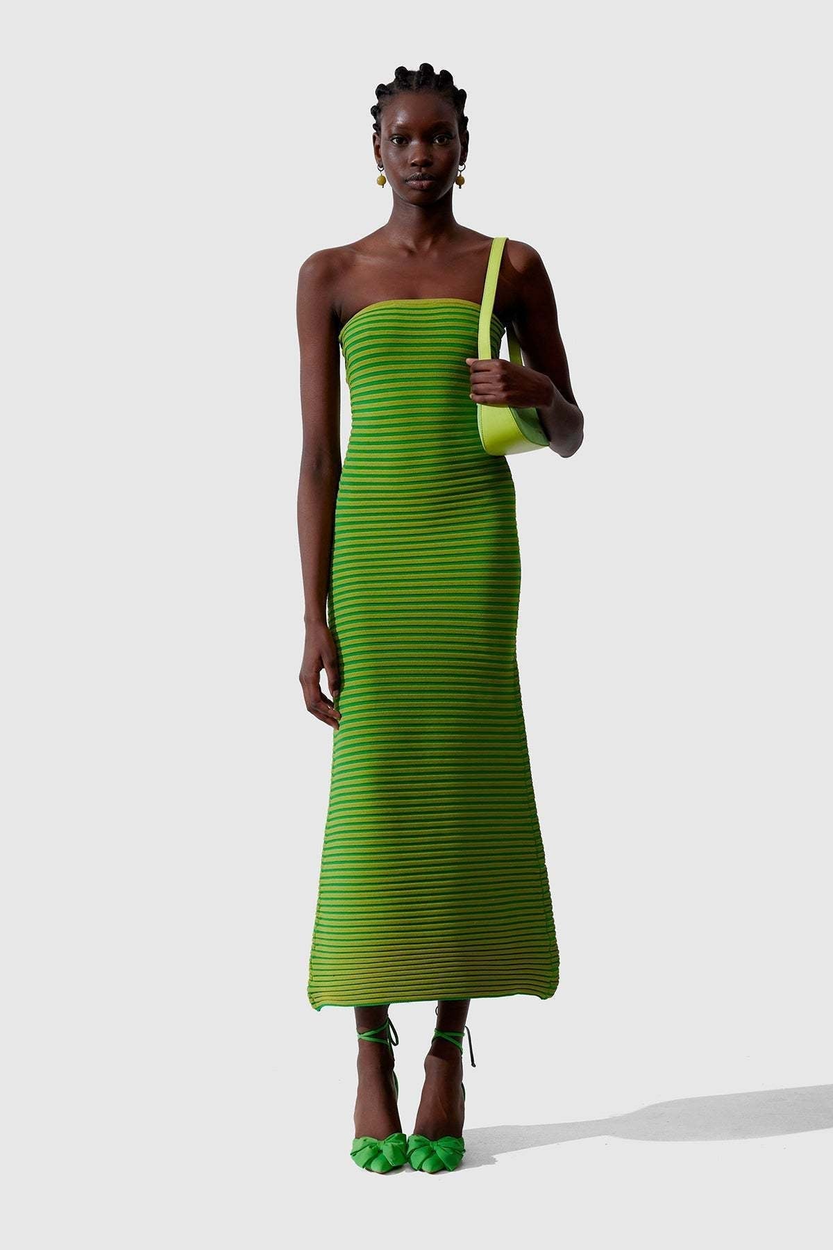 Valeria® | Sleeveless Maxi Dress In Striped Knit