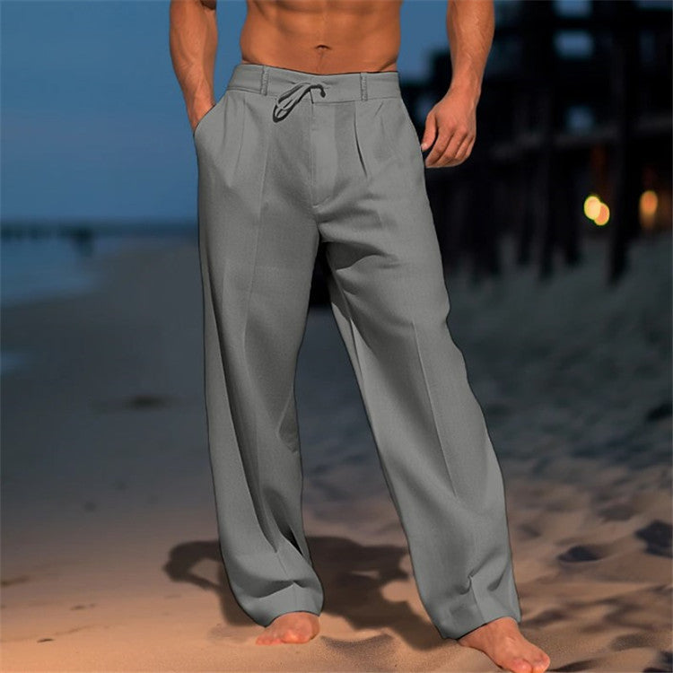 Jonas | Men's Relaxed Fit Trousers – Drawstring Waist & Pleated Front