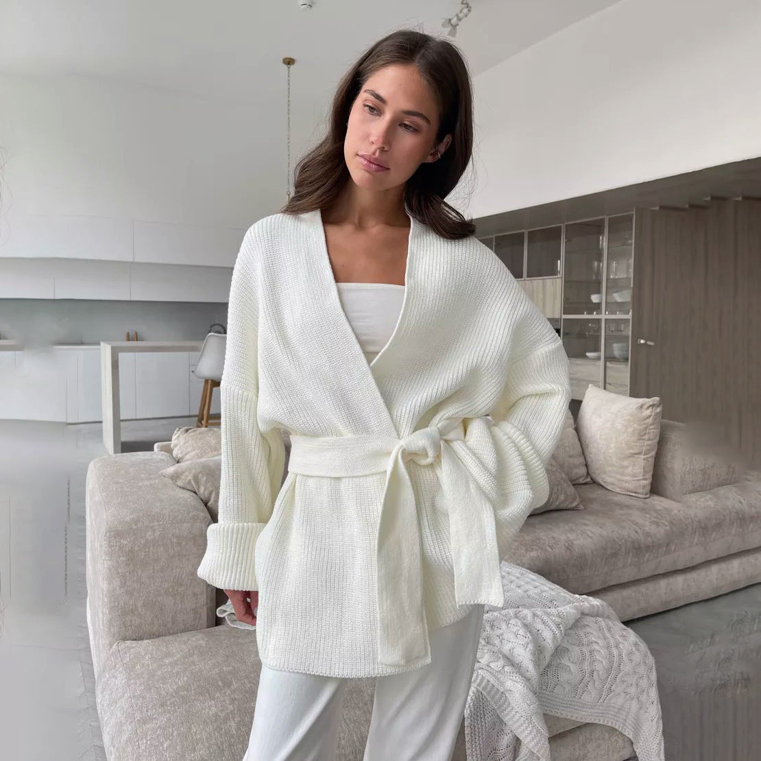 Samantha | Women's Wrap Ribbed Knit Sweater