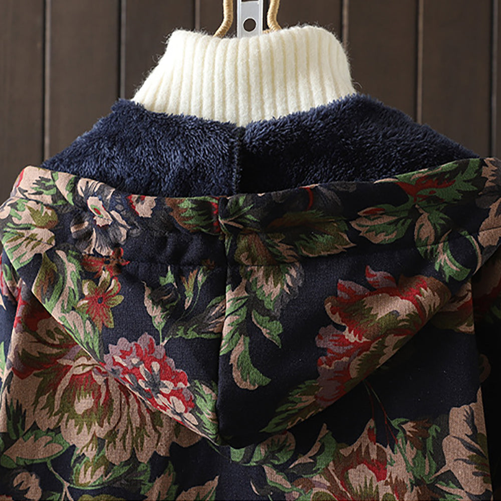 Micaela | Vintage style long coat with floral print