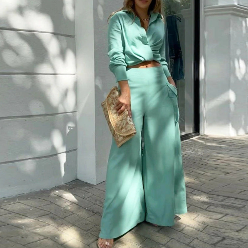 Hannah | Stylish Women's 2-Piece Set with Tailored Blouse and High-Waisted Pants