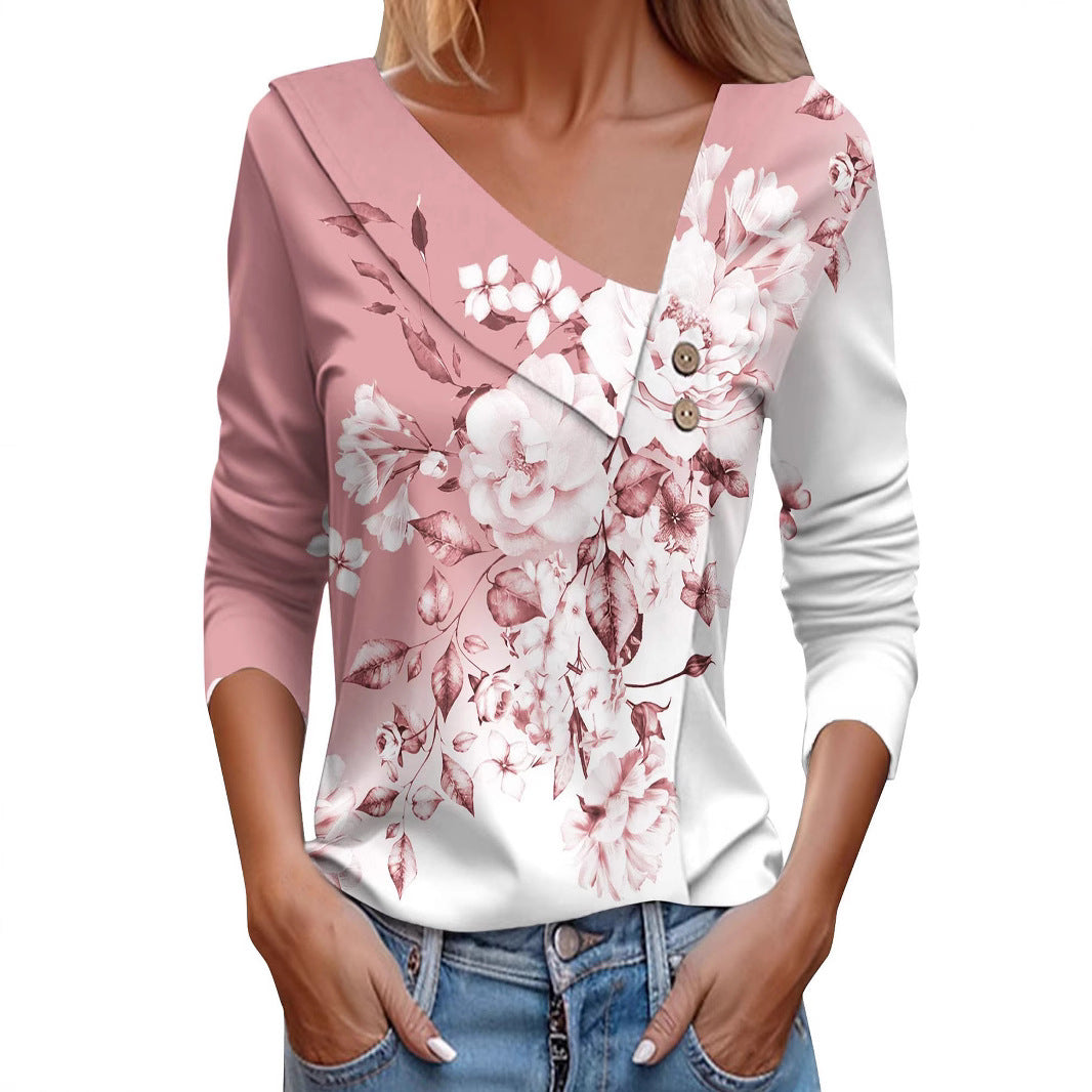 Matilde® | Women'S Blouse Shirt With Floral Appliqu�� And Modern Button Details