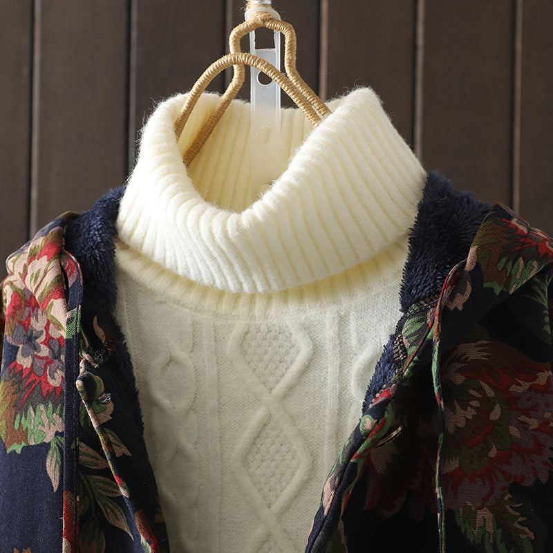 Micaela | Vintage style long coat with floral print