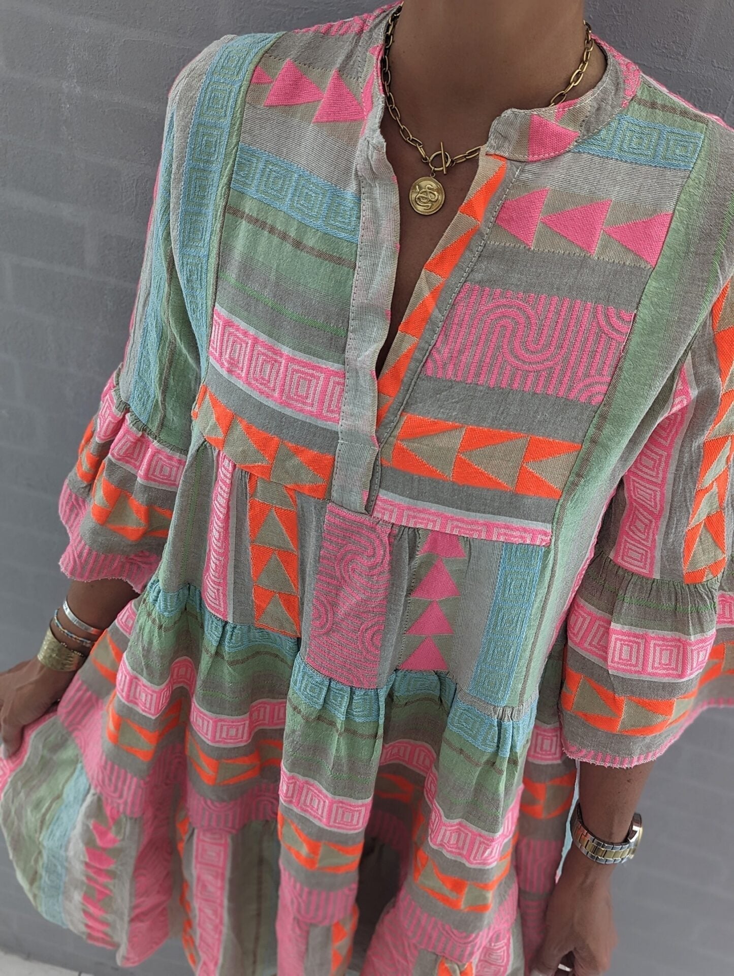 Megan® | Bohemian Dress With Ethnic Print