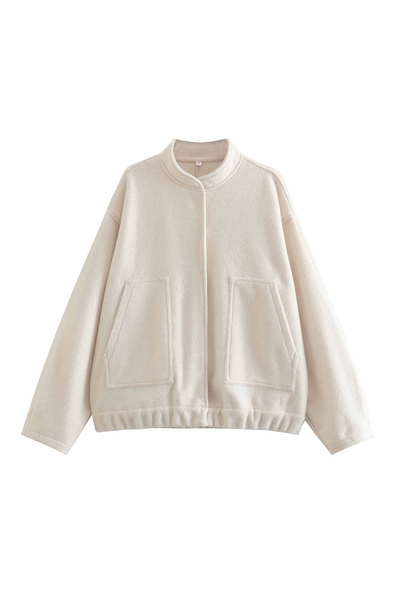 Annika | Solid jacket with stand-up collar and button pocket
