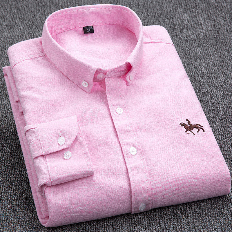 Men's Long-Sleeve Checked Button-Down Shirt with Smart Casual Style