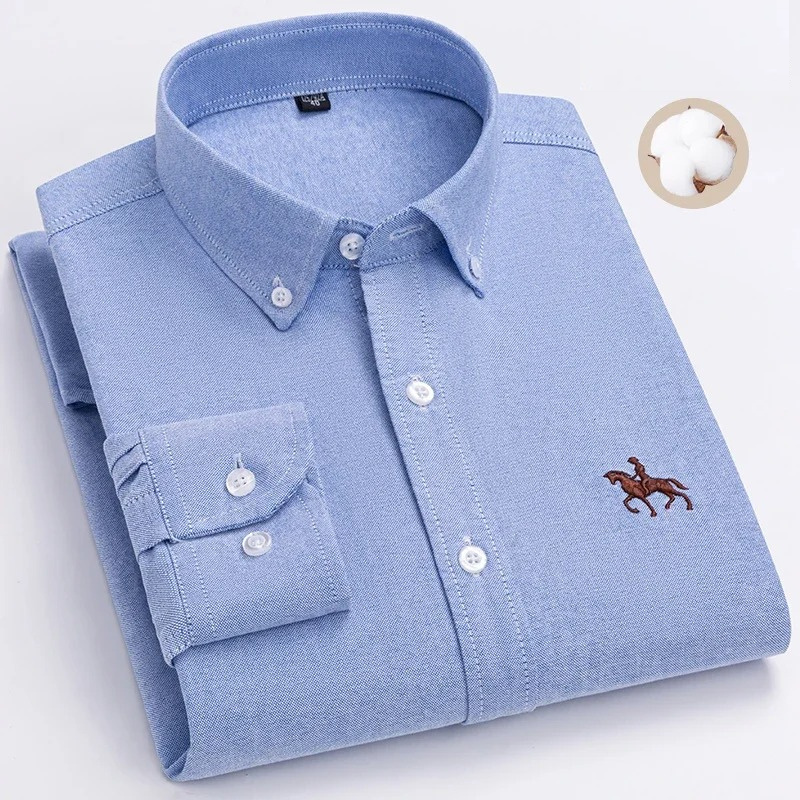 Men's Long-Sleeve Checked Button-Down Shirt with Smart Casual Style