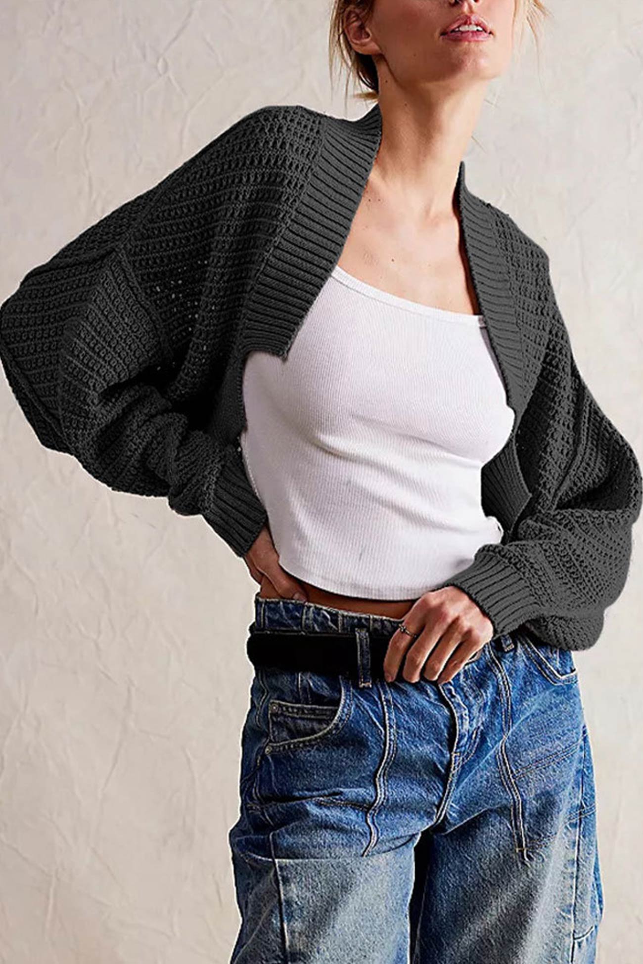 Lotte | Open front cardigan with batwing sleeves