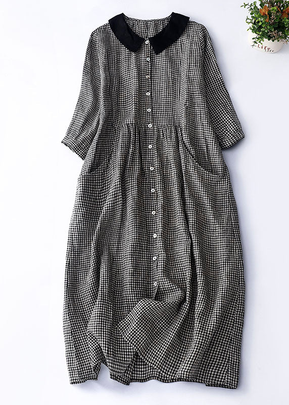 Nélida® | Black Checked Peter Pan Collar Dress