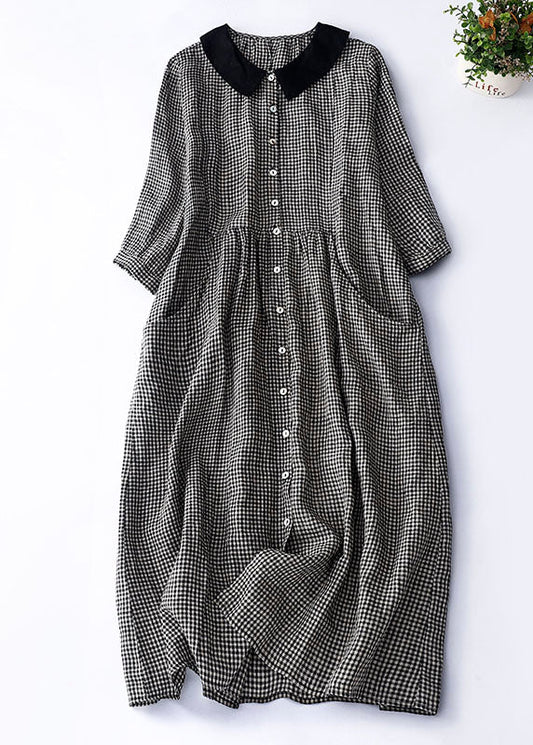 Nélida® | Black Checked Peter Pan Collar Dress