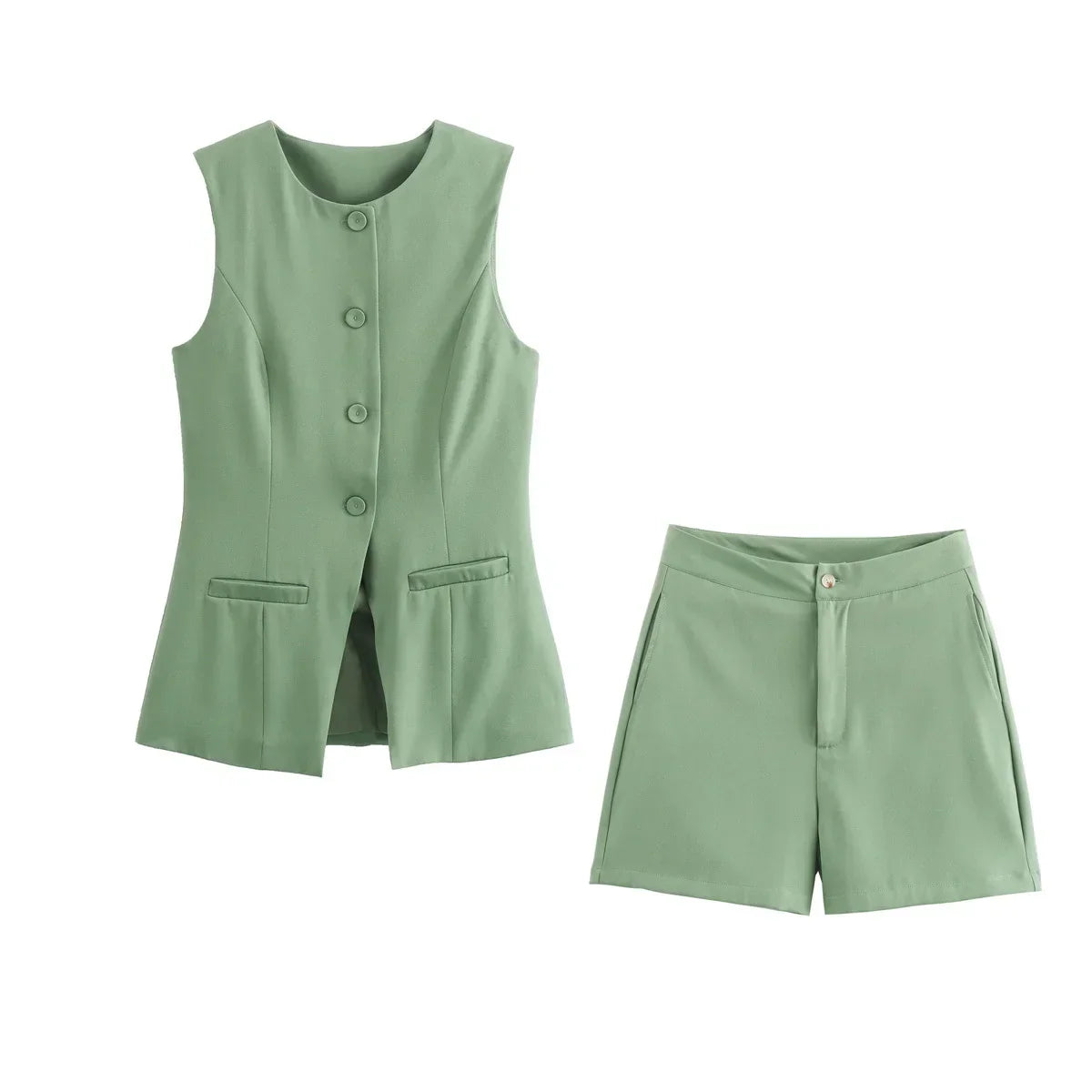 Patricia® | Elegant women's two-piece set vintage short sleeve button placket