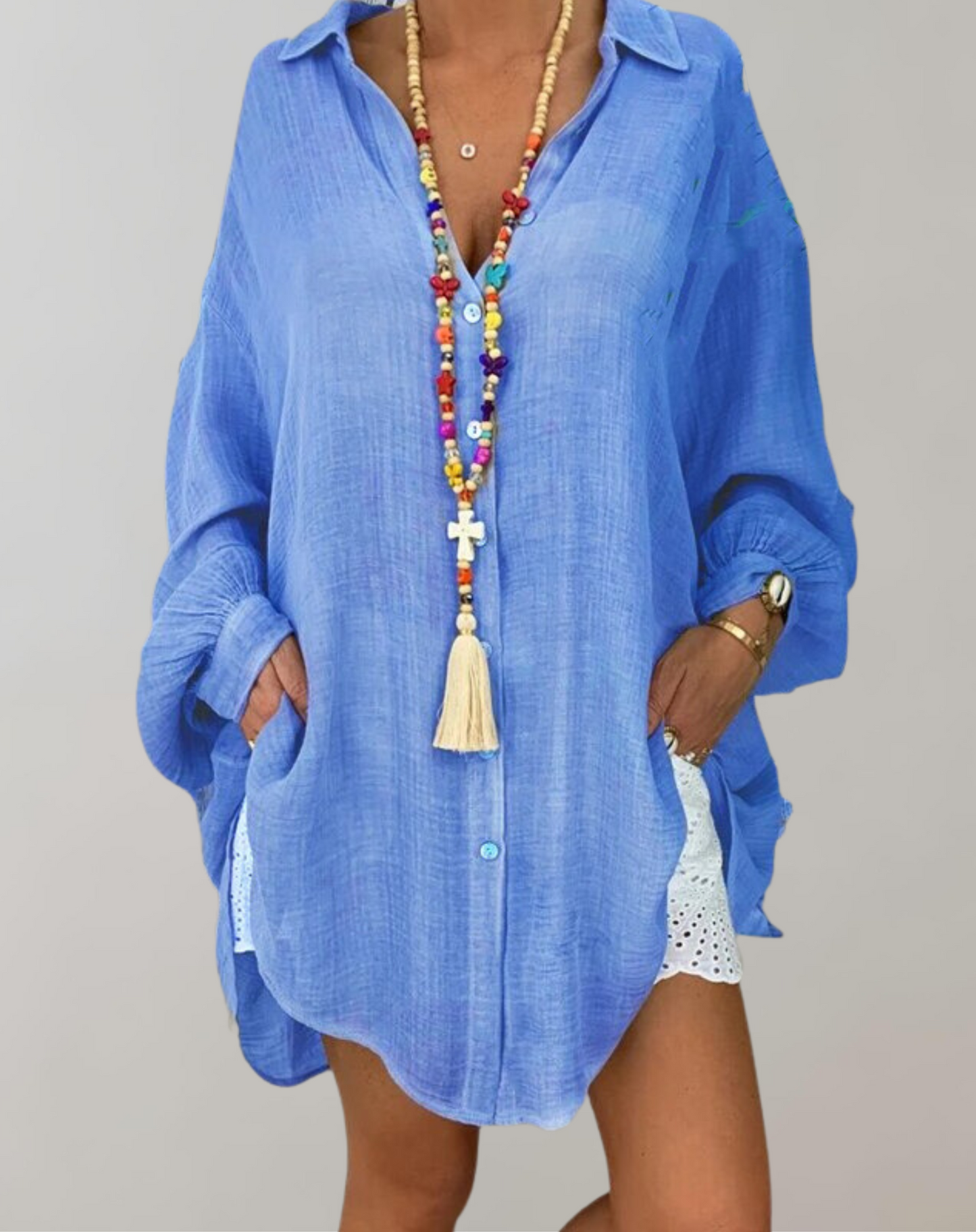 Marcela® | Long-Sleeved Linen Shirt In Plus Sizes