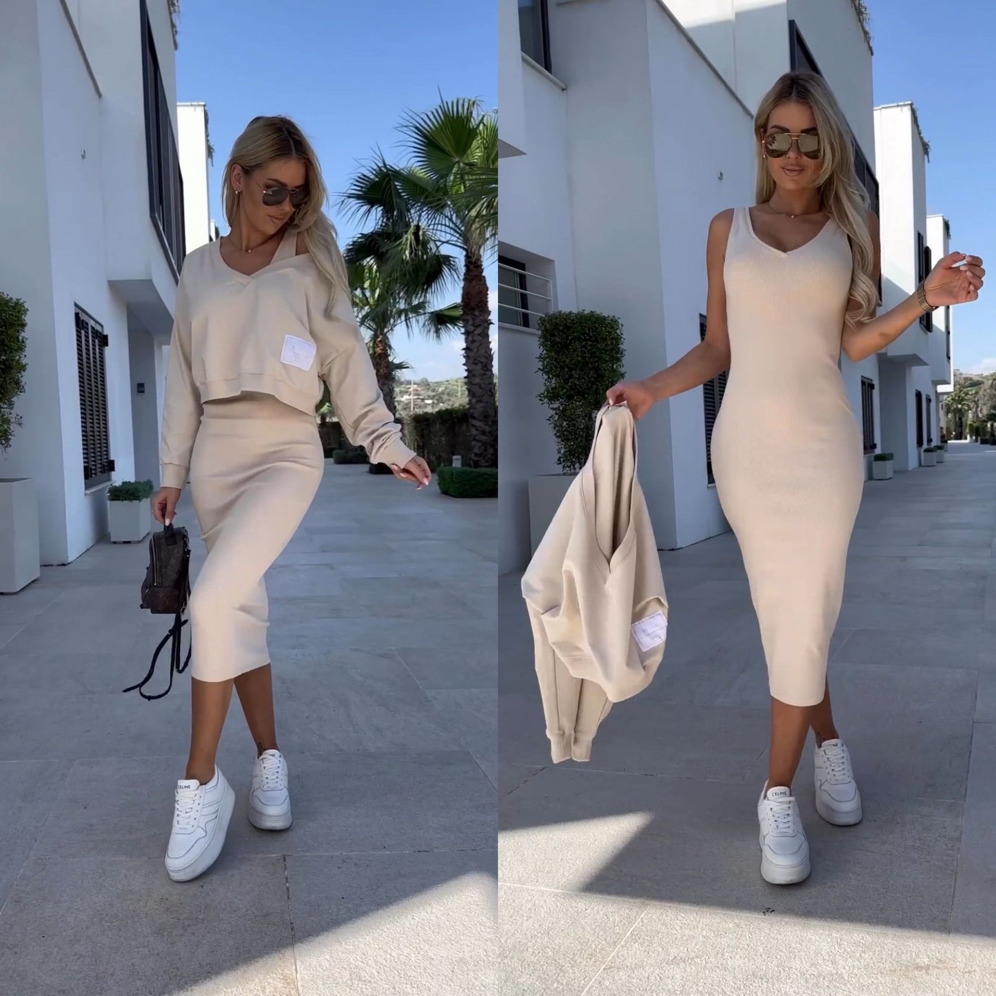 Micaela® | Sleeveless dress and sweater set for women