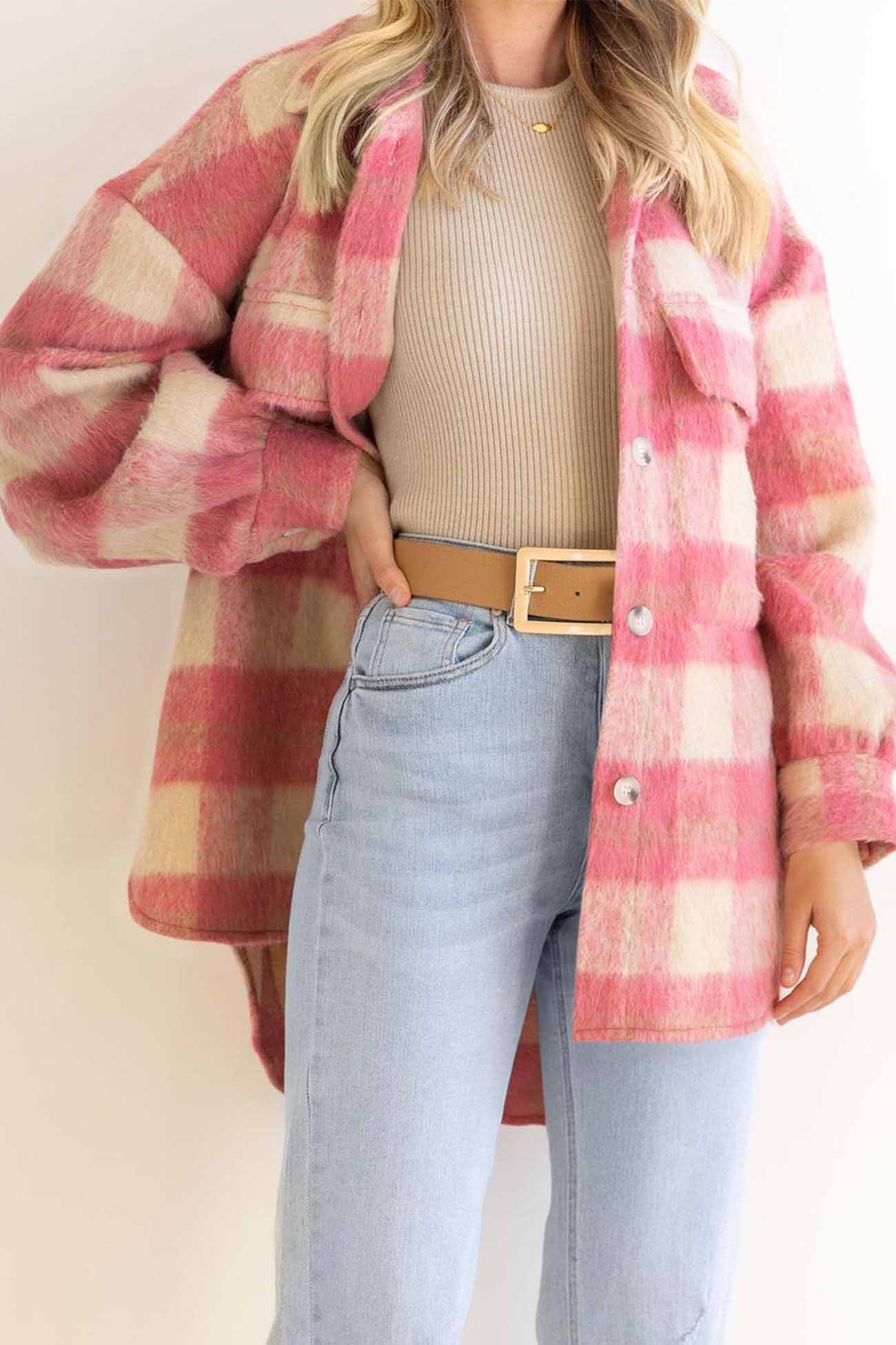Tereza | Checked mohair coat with buttons