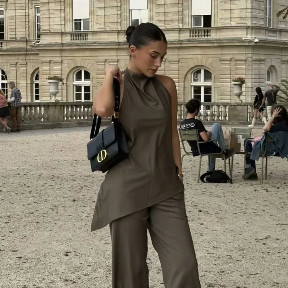 Rosa® | Top + Mid Waist Long Pants Polyester Summer